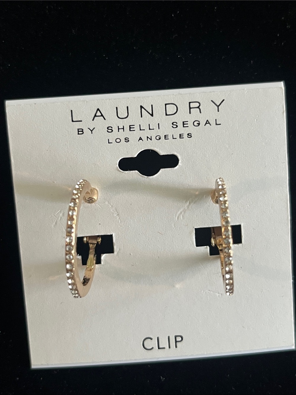 Laundry by Shelli Segal Gold Crystal Clip-On Hoop Earrings